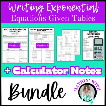 Preview of Writing Exponential Equations | Algebra 1 | Calculator Notes + Practice