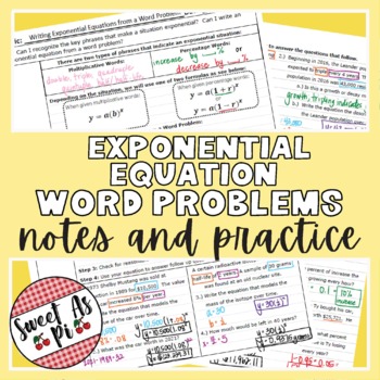 Preview of Writing Exponential Equations from Word Problems - Guided Notes and Practice