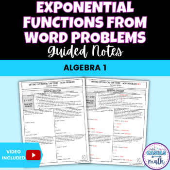Preview of Writing Exponential Functions from Word Problems Guided Notes Lesson Algebra 1