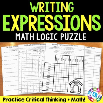 Order of Operations: Writing Expressions From Words Logic Puzzle 5.OA.2