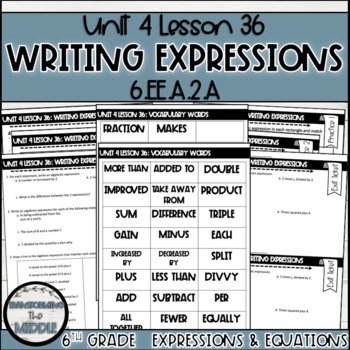 Preview of Writing Expressions Lesson | 6th Grade Math