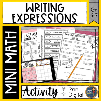 Preview of Writing Expressions Math Activities  - No Prep - Print and Digital