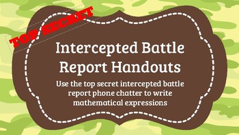 Preview of Writing Expressions/Multiplying Fractions Battle Report Handouts (Boot Camp)
