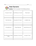 Writing Expressions (One-Step)