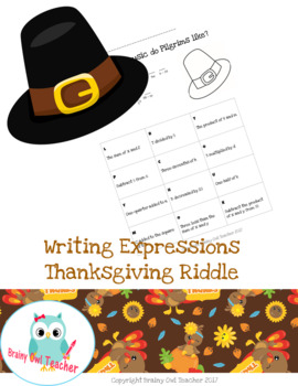 Preview of Writing Expressions Thanksgiving Digital Riddle for Distance Learning