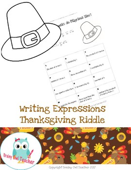 Preview of Writing Expressions Thanksgiving Riddle