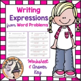 Writing Algebraic Expressions from Word Problems Worksheet