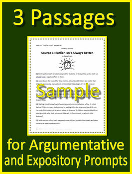 5th Grade FSA Writing Practice Set Passages with Opinion Prompts