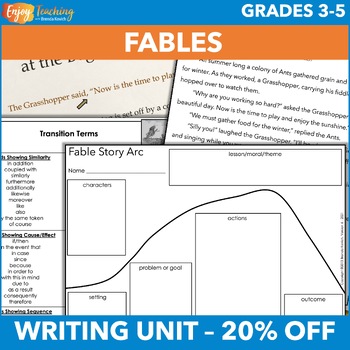 Preview of Fables – Narrative Writing Activity with Examples for 3rd, 4th, and 5th Grade