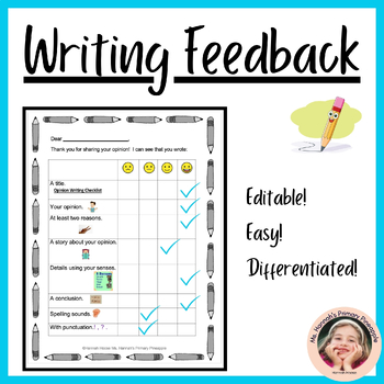 Preview of Editable Writing Feedback Assessment- Fiction, Nonfiction, Opinion, Narrative