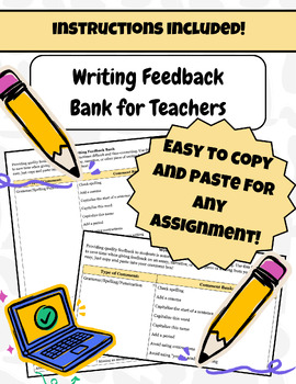 Preview of Writing Feedback Bank for Teachers