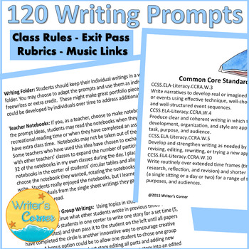 Preview of Writing Fluency:  110 Creative Writing Prompts, Graphic Organizers, Rubrics