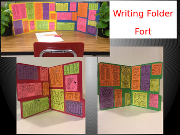 Preview of WRITING Folder Fort Partition Figurative Language Traits Transitional Phrases