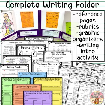 Preview of Writing Folder: Graphic Organizers, Reference Pages, Rubrics, Writing Process