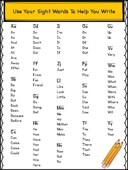 Preview of Writing Folder Sight Word List 1st