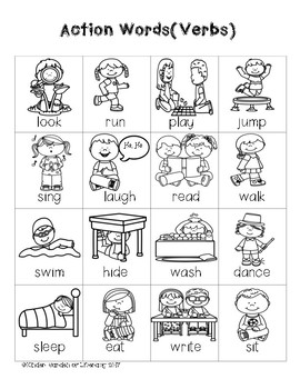 Writing Folder Verbs Action Words By Kinder Garden Of Literacy Tpt