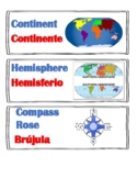 Bilingual Geography Word Wall Cards - Grade 3