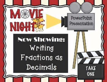 Preview of PowerPoint- Introduction Writing Fractions as Decimals Models, Assessment