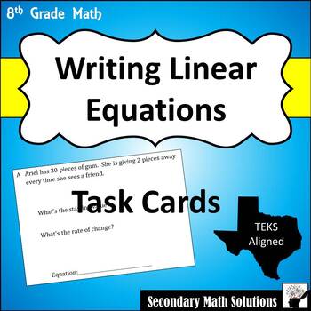 Preview of Writing Function Rules Task Card Activity