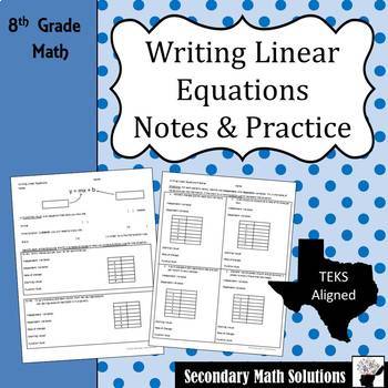 Preview of Writing Linear Equations Notes & Practice
