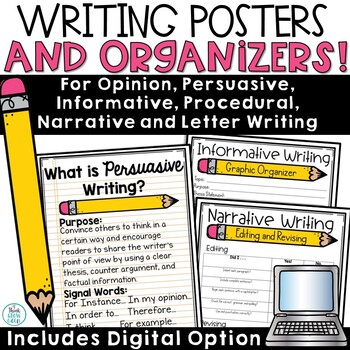 Preview of Writing Posters Anchor Charts Opinion Narrative Informative Graphic Organizers