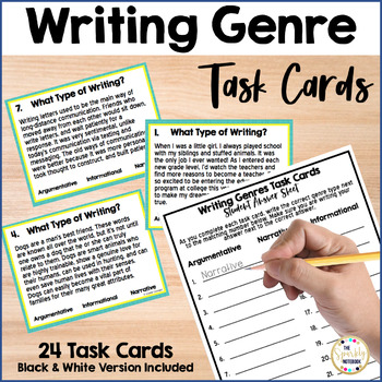 Preview of Writing Genre Task Cards: Argumentative, Information, and Narrative