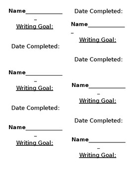 Preview of Writing Goals