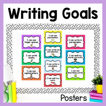 Preview of Writing Goals Posters Clip Chart for Classroom Decor