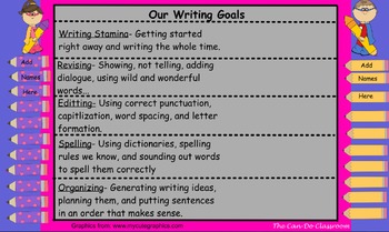 Preview of Writing Goals Student-Led on Promethean Board ActivInspire