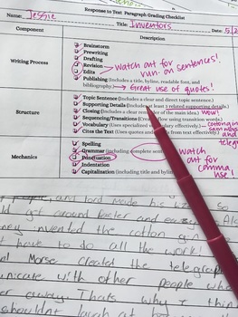 Preview of Writing Grading Checklists - BY GENRE