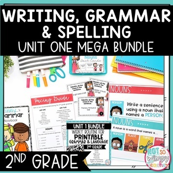 Preview of Writing, Grammar, and Spelling Unit 1 Bundle SECOND GRADE