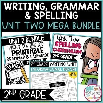 Preview of Writing, Grammar, and Spelling Unit 2 Bundle SECOND GRADE