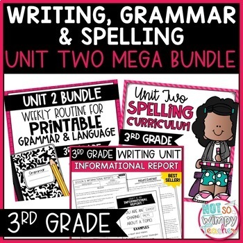 Preview of Writing, Grammar, and Spelling Unit 2 Bundle THIRD GRADE