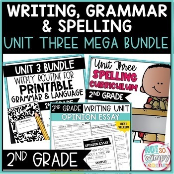 Preview of Writing, Grammar, and Spelling Unit 3 Bundle SECOND GRADE