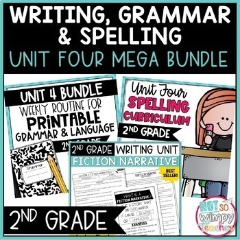 Preview of Writing, Grammar, and Spelling Unit 4 Bundle SECOND GRADE