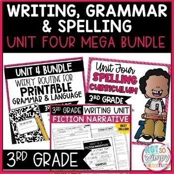 Preview of Writing, Grammar, and Spelling Unit 4 Bundle THIRD GRADE