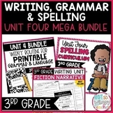 Writing, Grammar, and Spelling Unit 4 Bundle THIRD GRADE