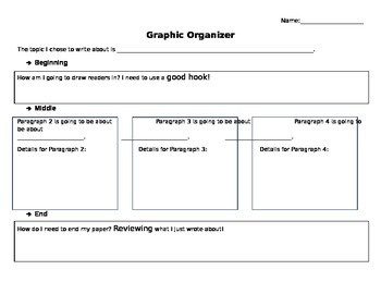5 paragraph essay graphic organizer 4th grade pdf