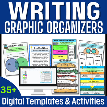 Preview of Writing Graphic Organizers Prewriting Essay Prompts Writer’s Workshop Activities