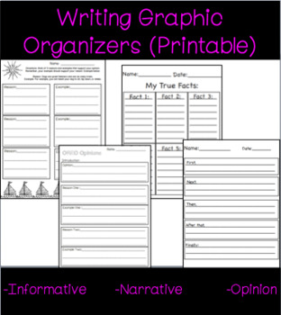 Preview of Writing Graphic Organizers to help with Distance Learning