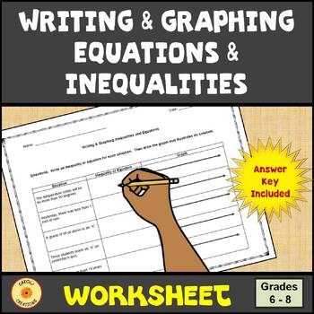 Preview of Inequalities and Equations Writing and Graphing Worksheet