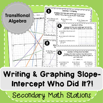 Preview of Writing & Graphing Slope-Intercept Who Did It!?