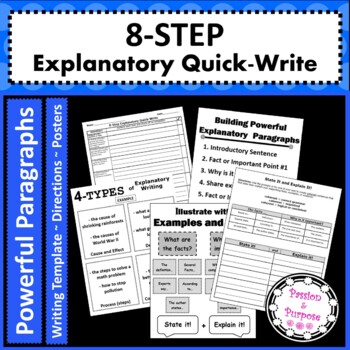 Preview of Informative Writing in 8 Easy Steps with Template, Tasks, & Posters