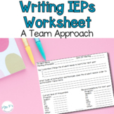 Writing IEP Goals Worksheet For A Team Approach