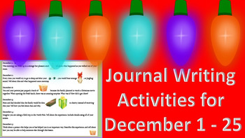 Preview of Writing Ideas for the month of December 1 - 25