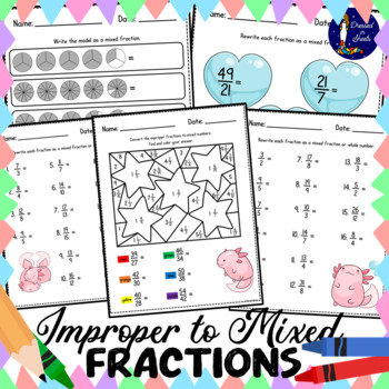 Preview of Writing Improper Fractions to Mixed Fractions