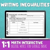 Writing Inequalities Digital Notes