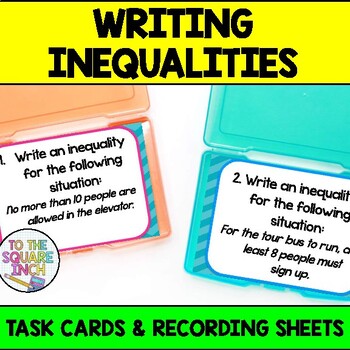 Preview of Writing Inequalities Task Cards | Math Center Practice Activity