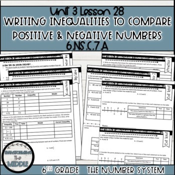 Preview of Writing Inequalities to Compare Positive and Negative Numbers | 6th Grade Math