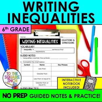 Preview of Writing Inequalities Notes & Practice
